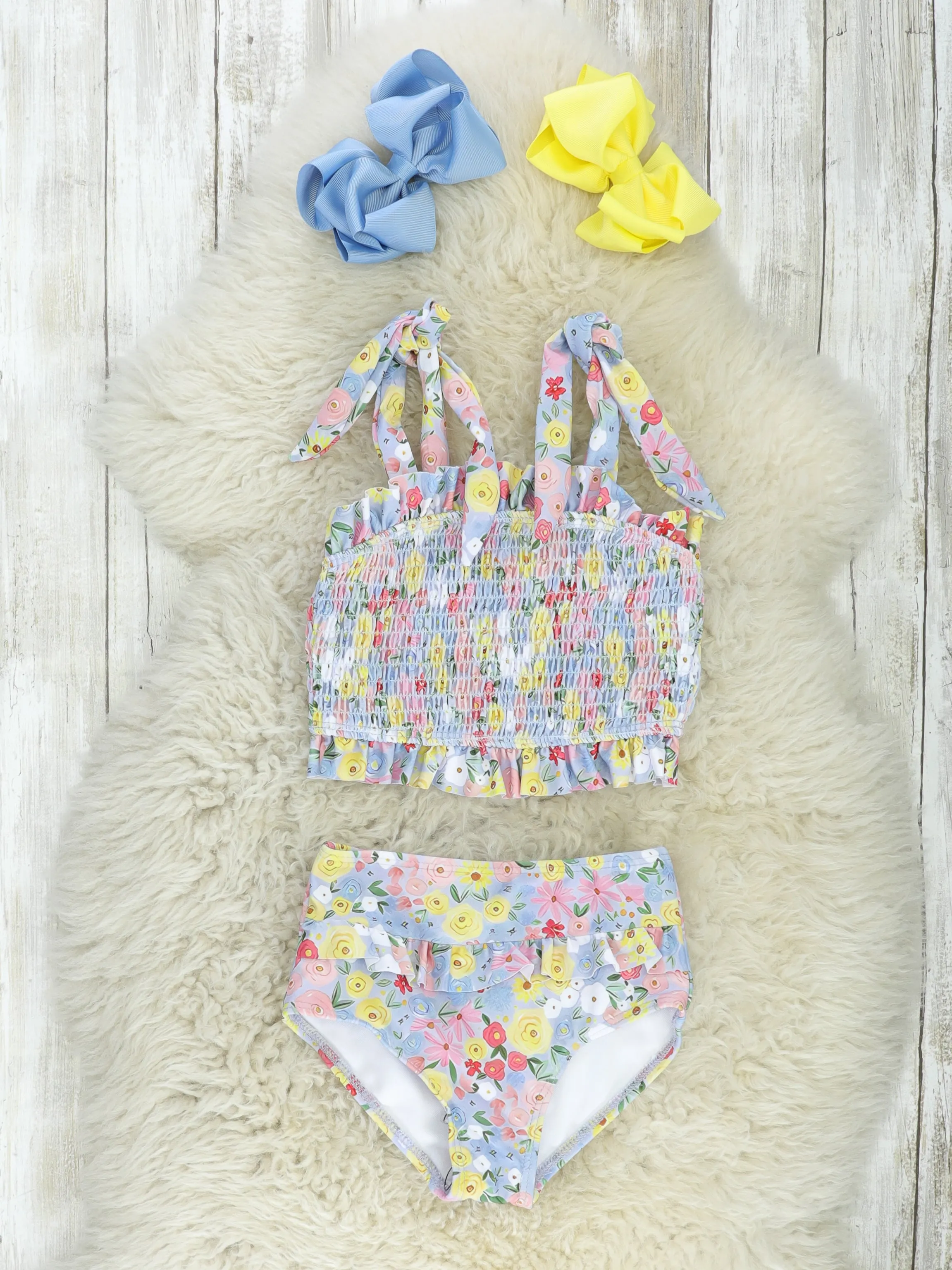 Smocked Poppy Tie 2-Piece Swimsuit