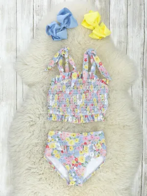 Smocked Poppy Tie 2-Piece Swimsuit