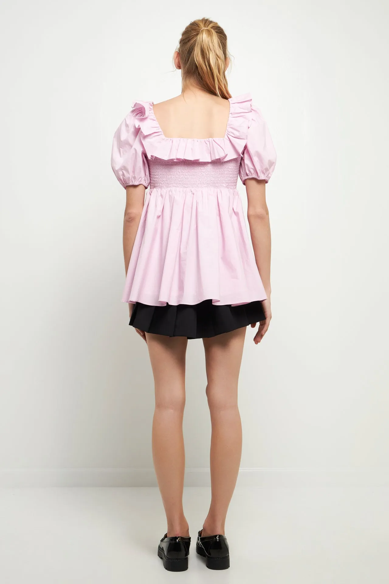 Smocked Square Neck Puff Sleeve Top
