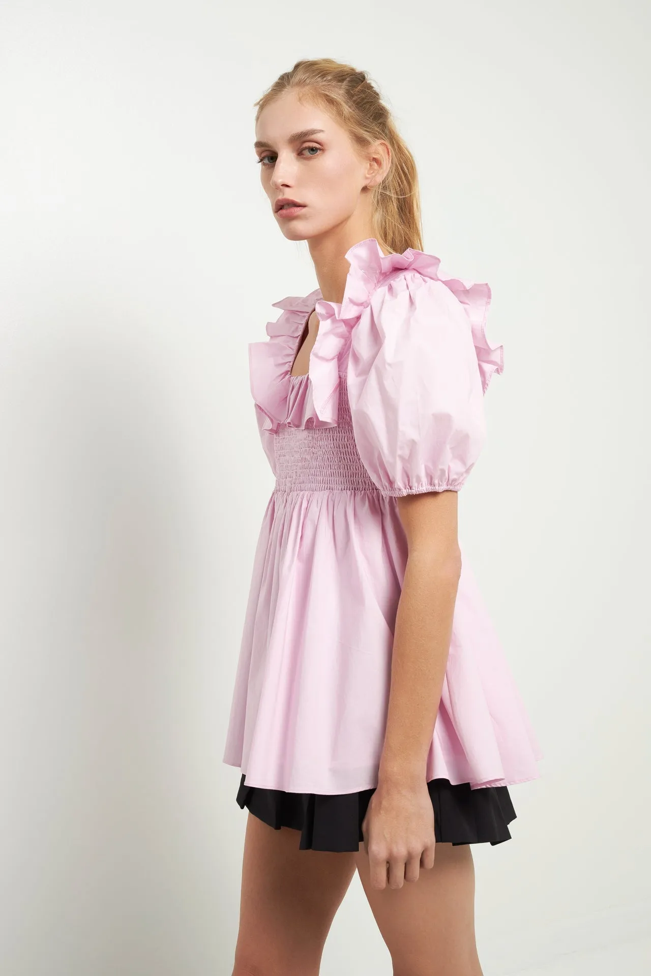 Smocked Square Neck Puff Sleeve Top