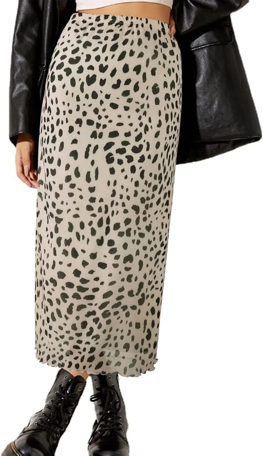 SOFIA'S CHOICE Midi Skirts for Women Elastic High Waisted A Line Flowy Floral Skirt