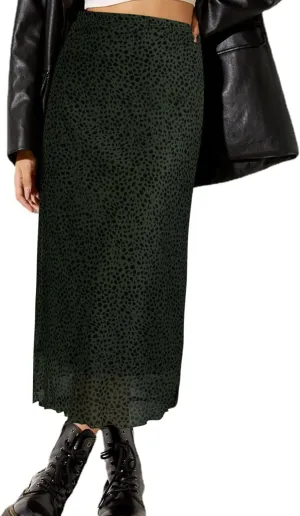 SOFIA'S CHOICE Midi Skirts for Women Elastic High Waisted A Line Flowy Floral Skirt