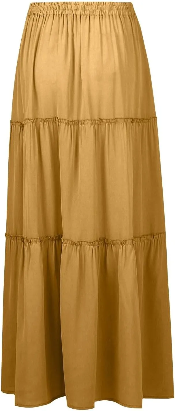 Solid Color Skirts for Women, Maxi Beach Casual Vacation Elegantes Womens Skirts