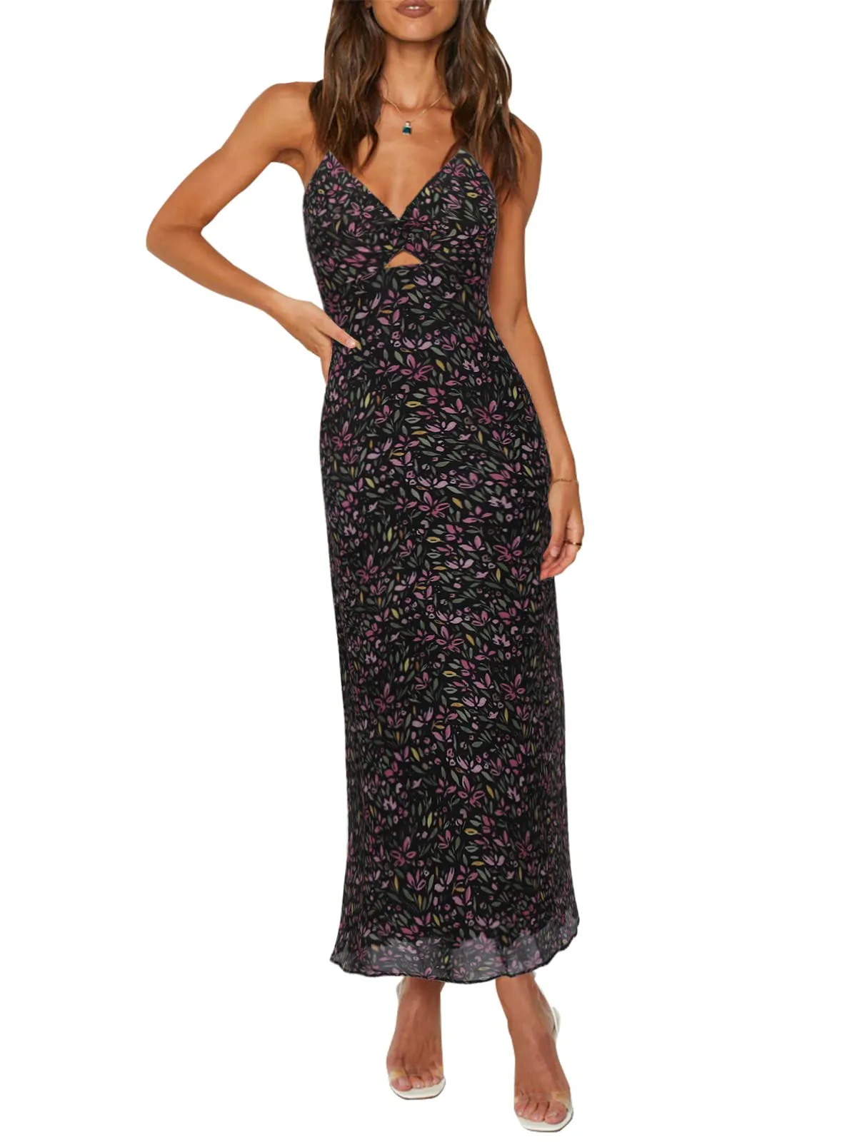 Spaghetti Strap Floral Print Dress