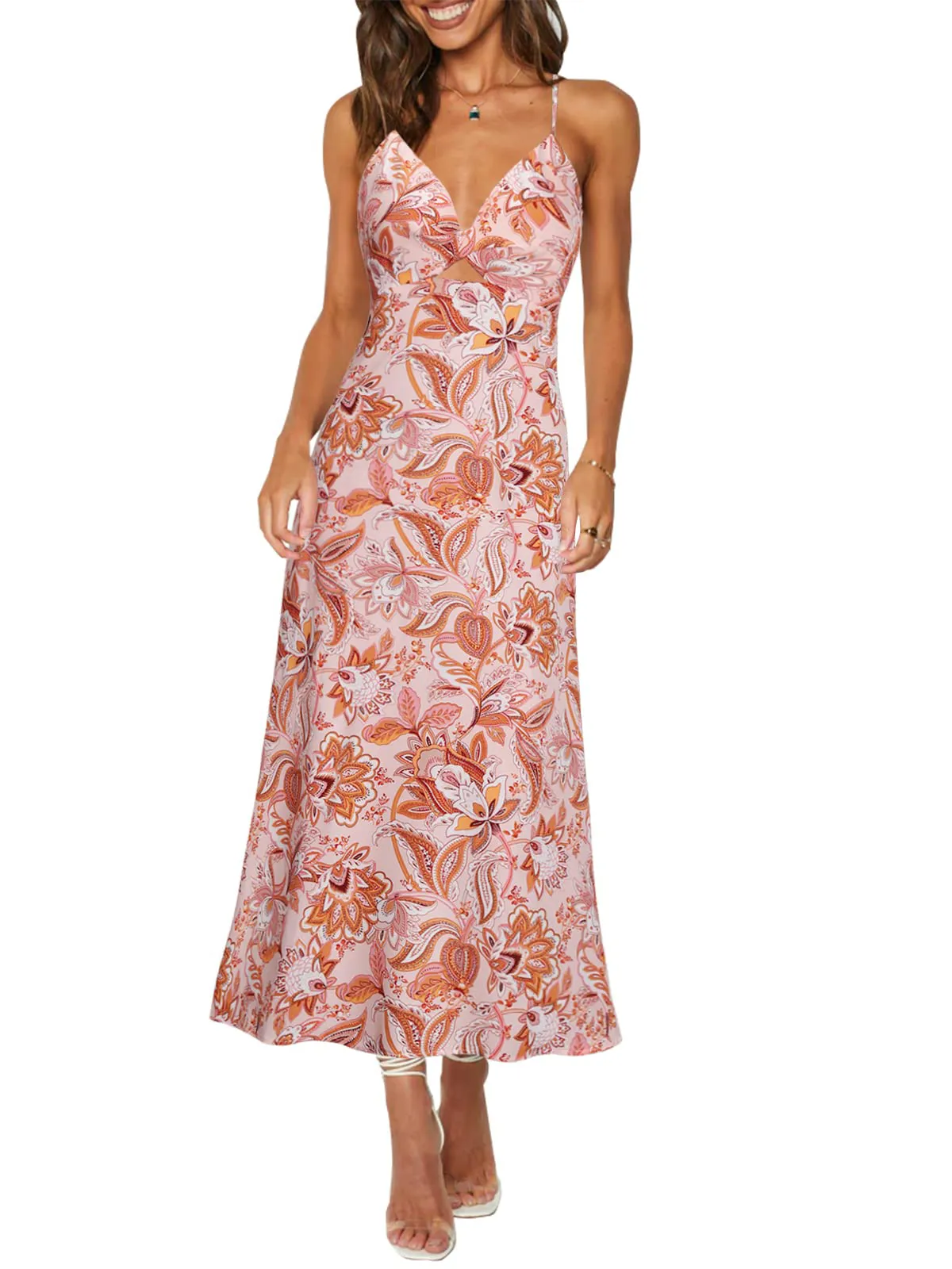 Spaghetti Strap Floral Print Dress