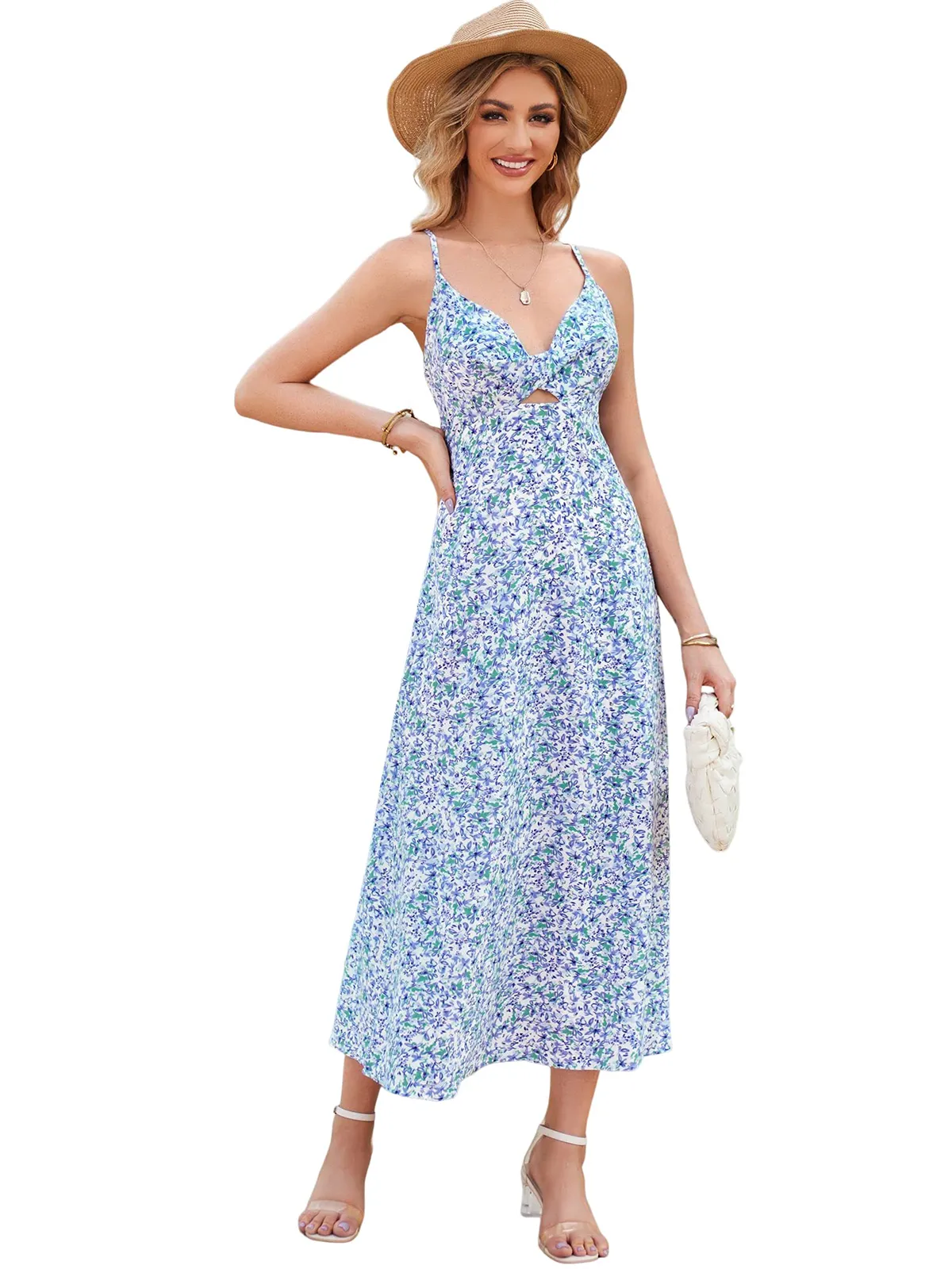 Spaghetti Strap Floral Print Dress