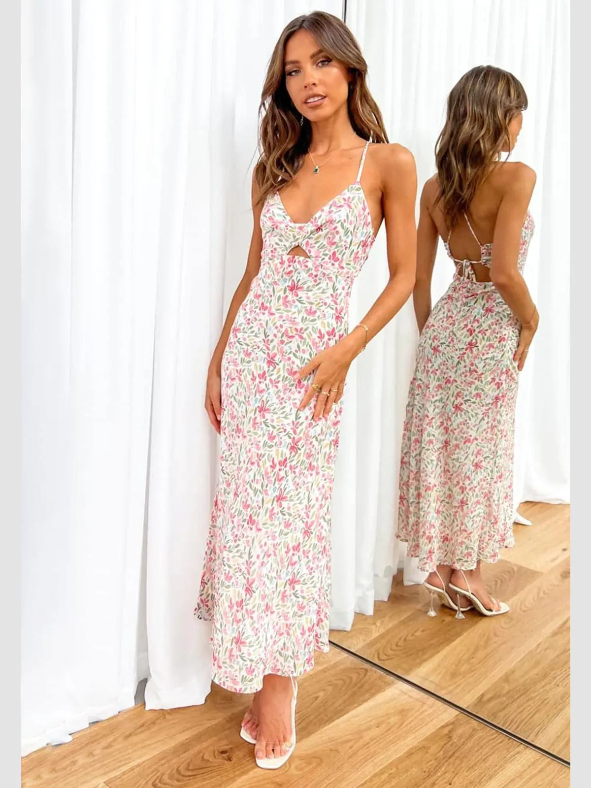 Spaghetti Strap Floral Print Dress