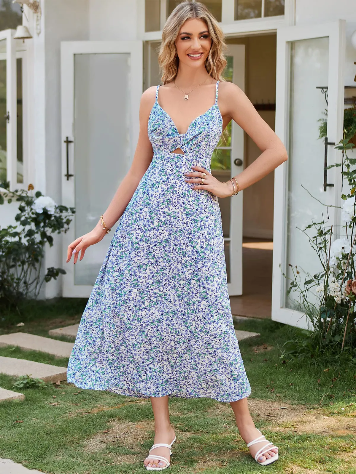 Spaghetti Strap Floral Print Dress