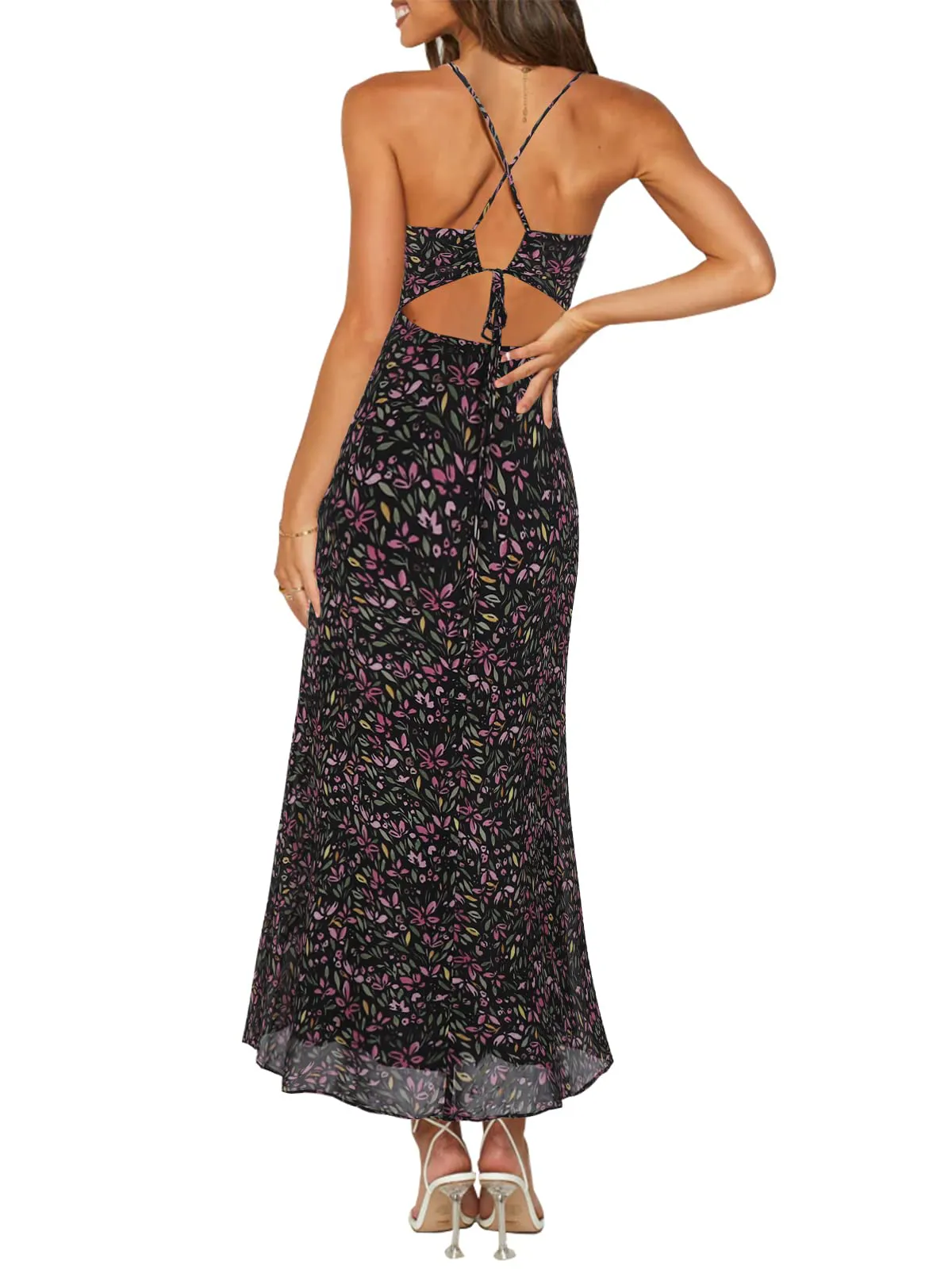 Spaghetti Strap Floral Print Dress