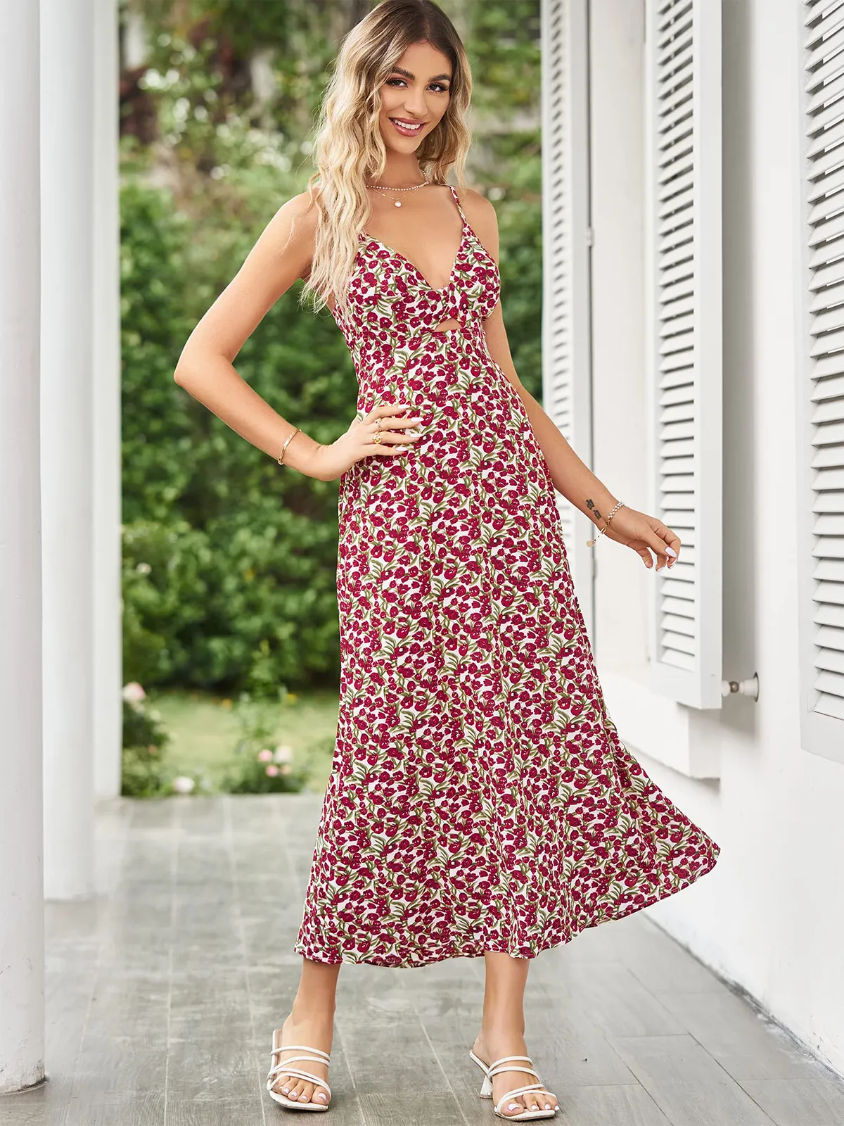 Spaghetti Strap Floral Print Dress