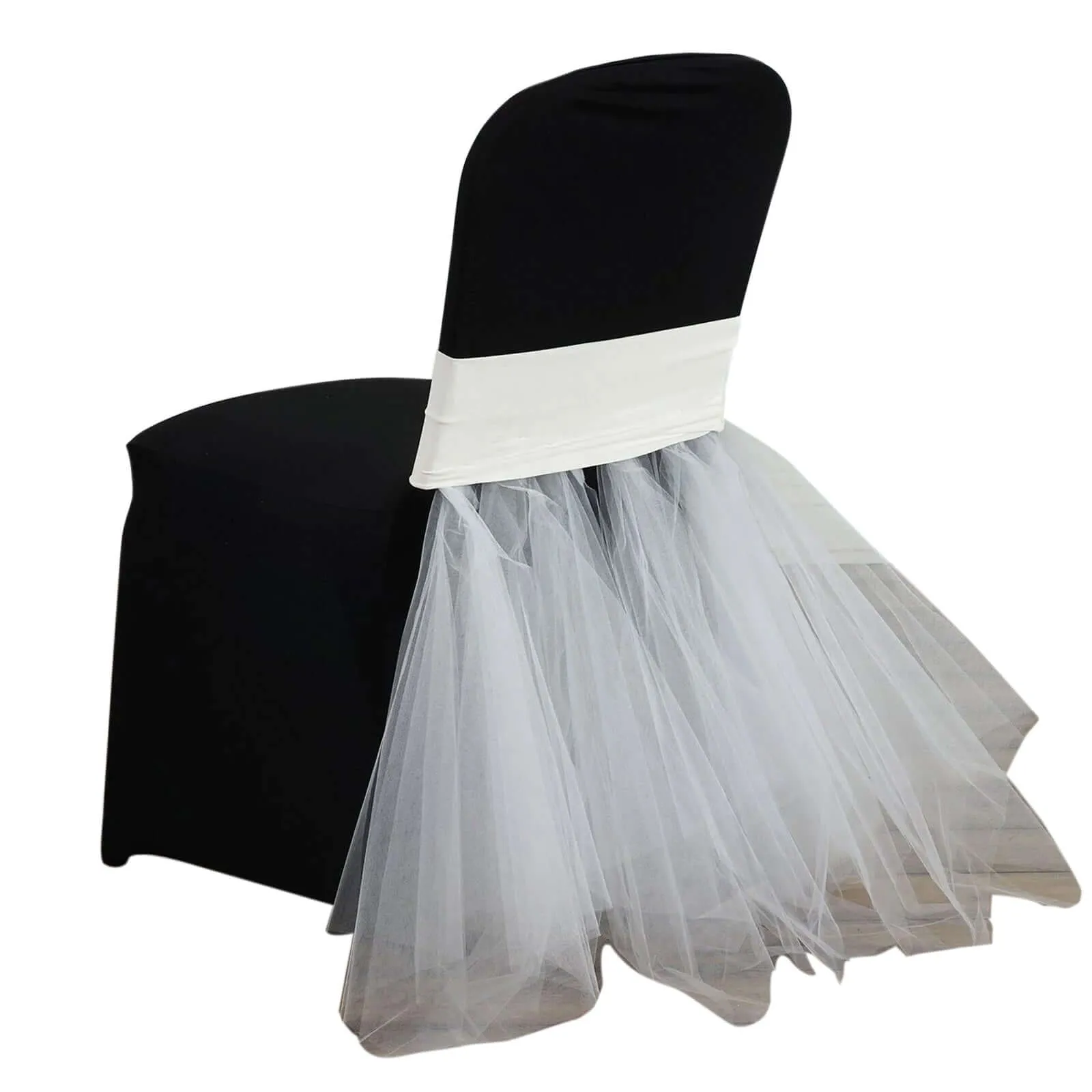 Spandex Chair Tutu Cover Skirt Ivory - Stylish Design for Wedding & Event Chair Decor
