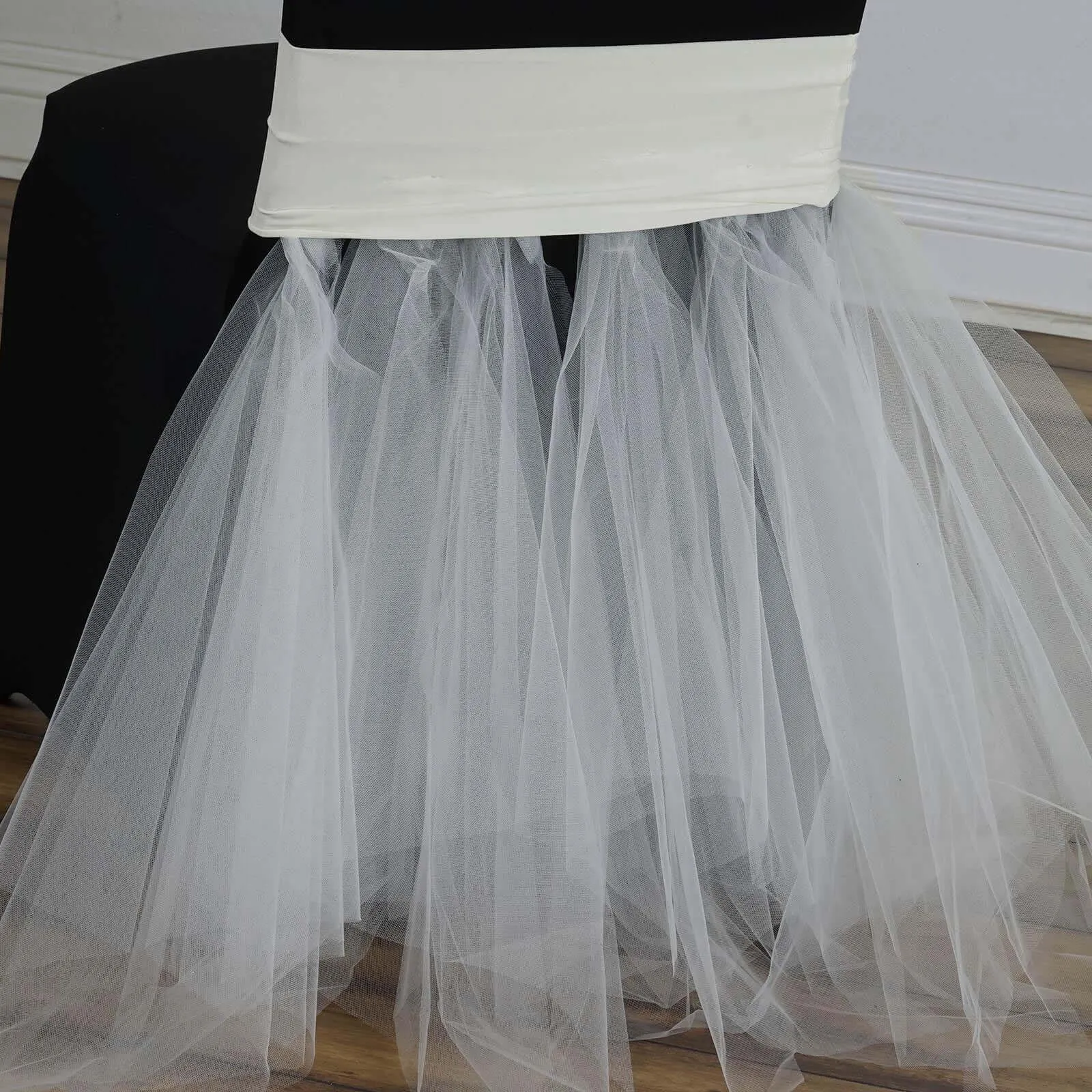 Spandex Chair Tutu Cover Skirt Ivory - Stylish Design for Wedding & Event Chair Decor