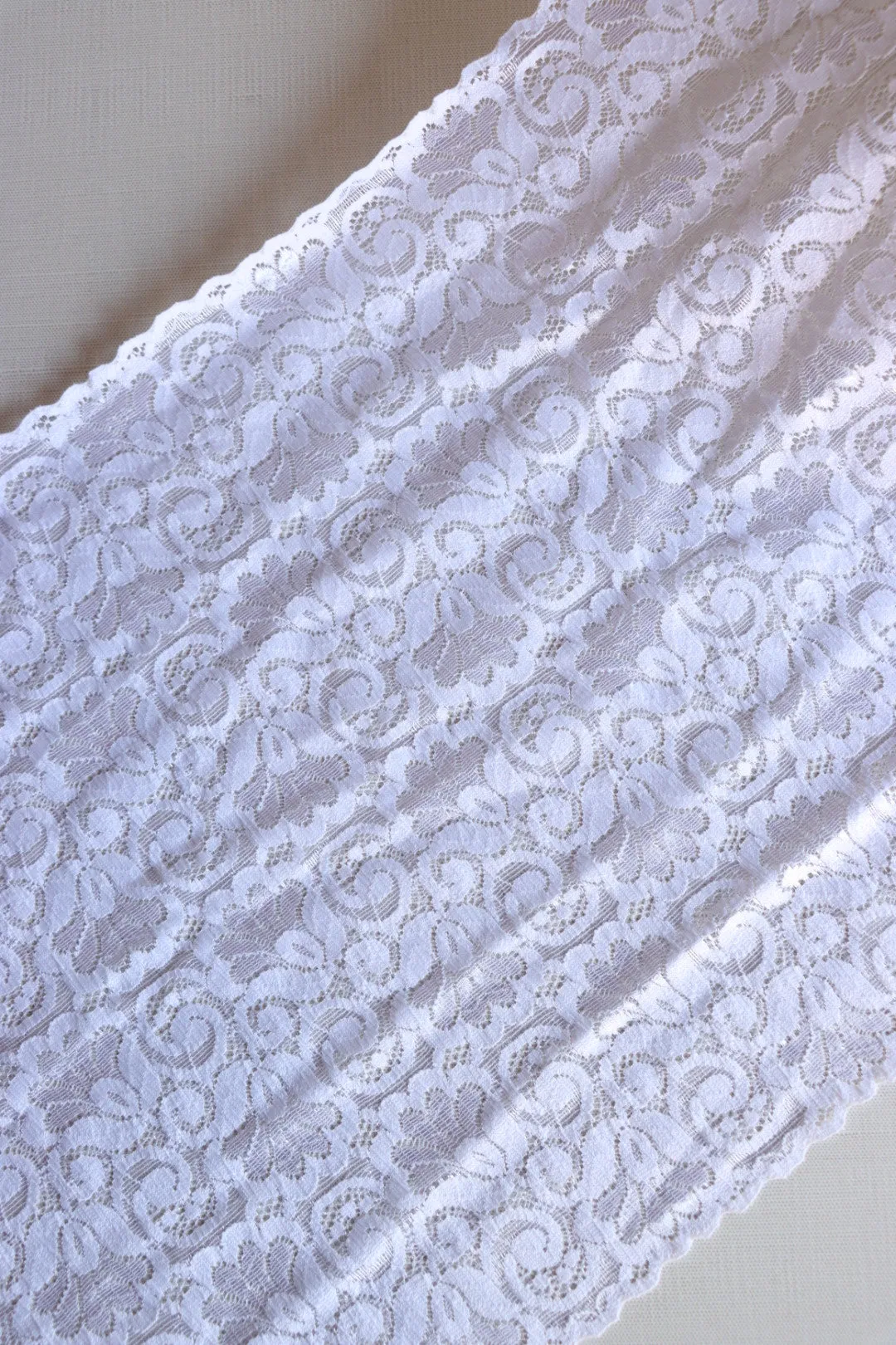 Sparkling White 12" Wide Stretch Lace