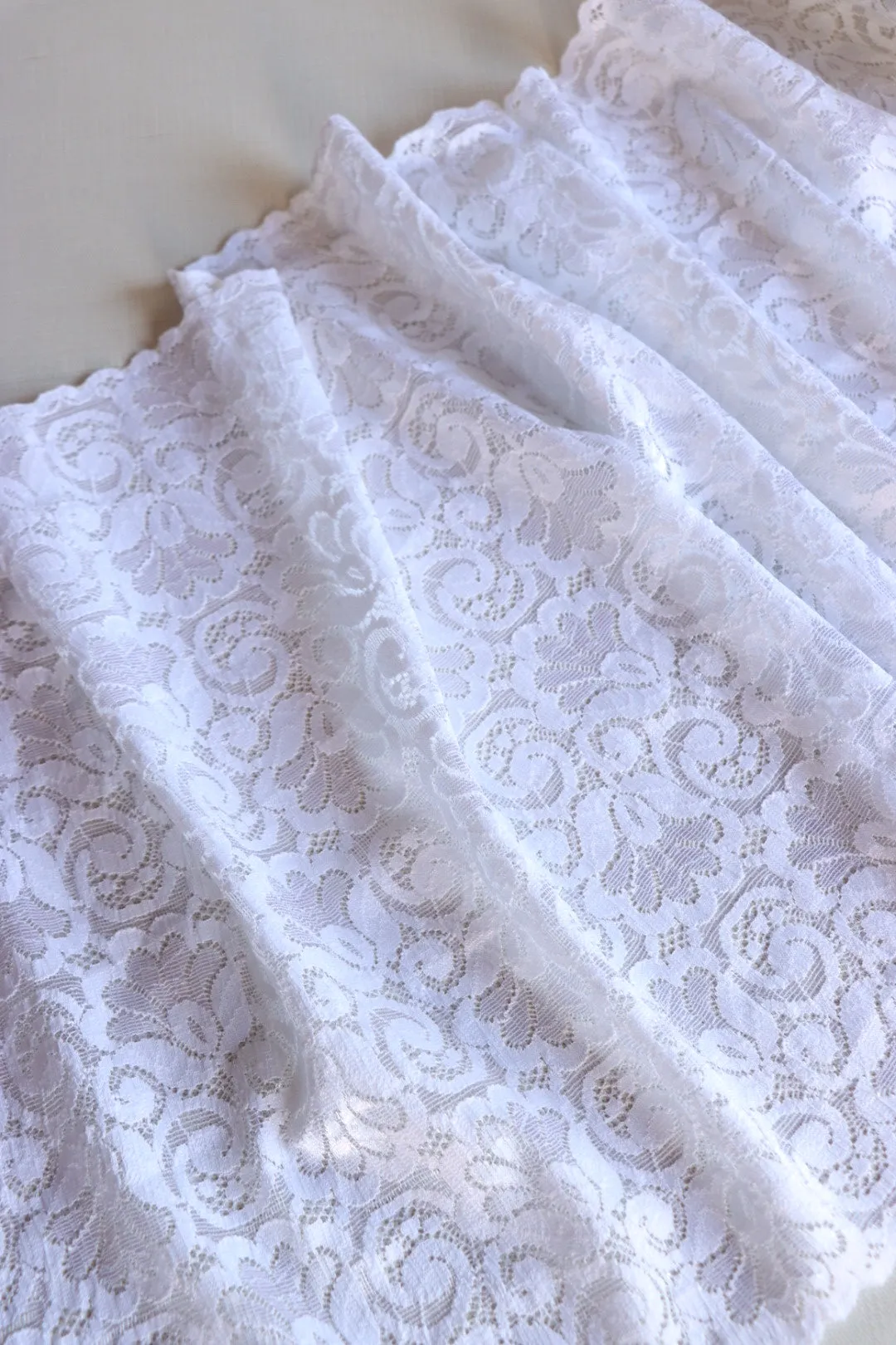 Sparkling White 12" Wide Stretch Lace