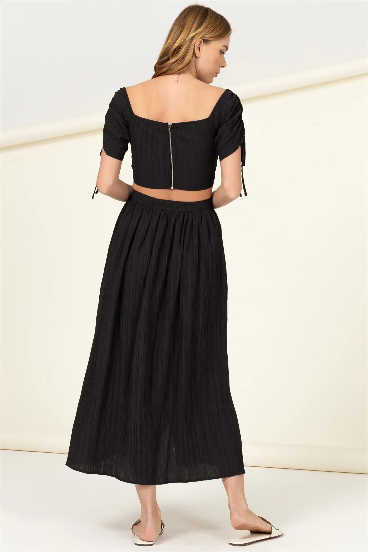 SPRING SCENE RUCHED CROP TOP - final sale