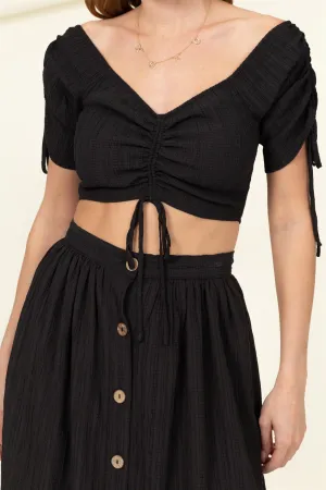 SPRING SCENE RUCHED CROP TOP - final sale