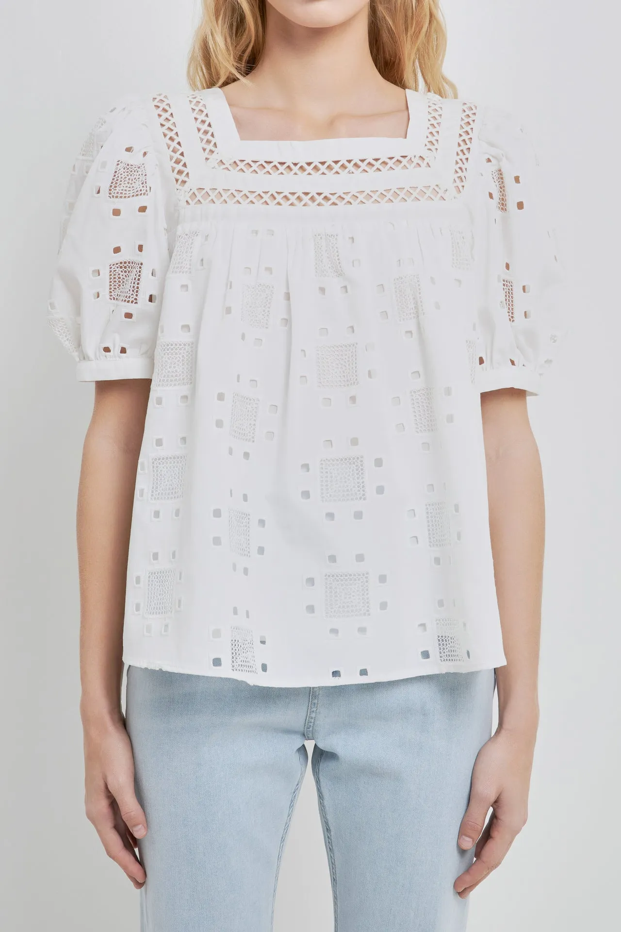 Square Neck Embroidered Top