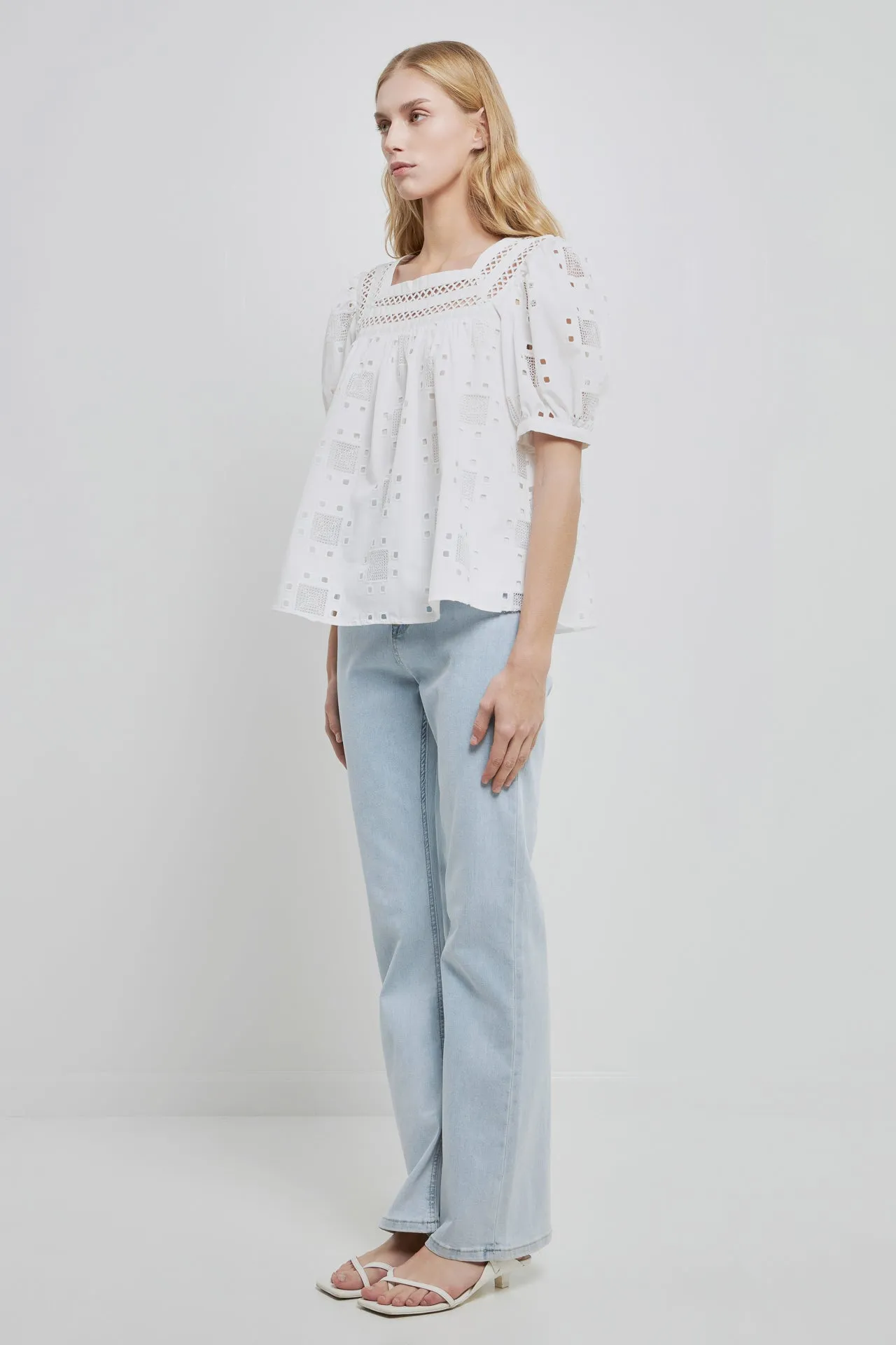 Square Neck Embroidered Top