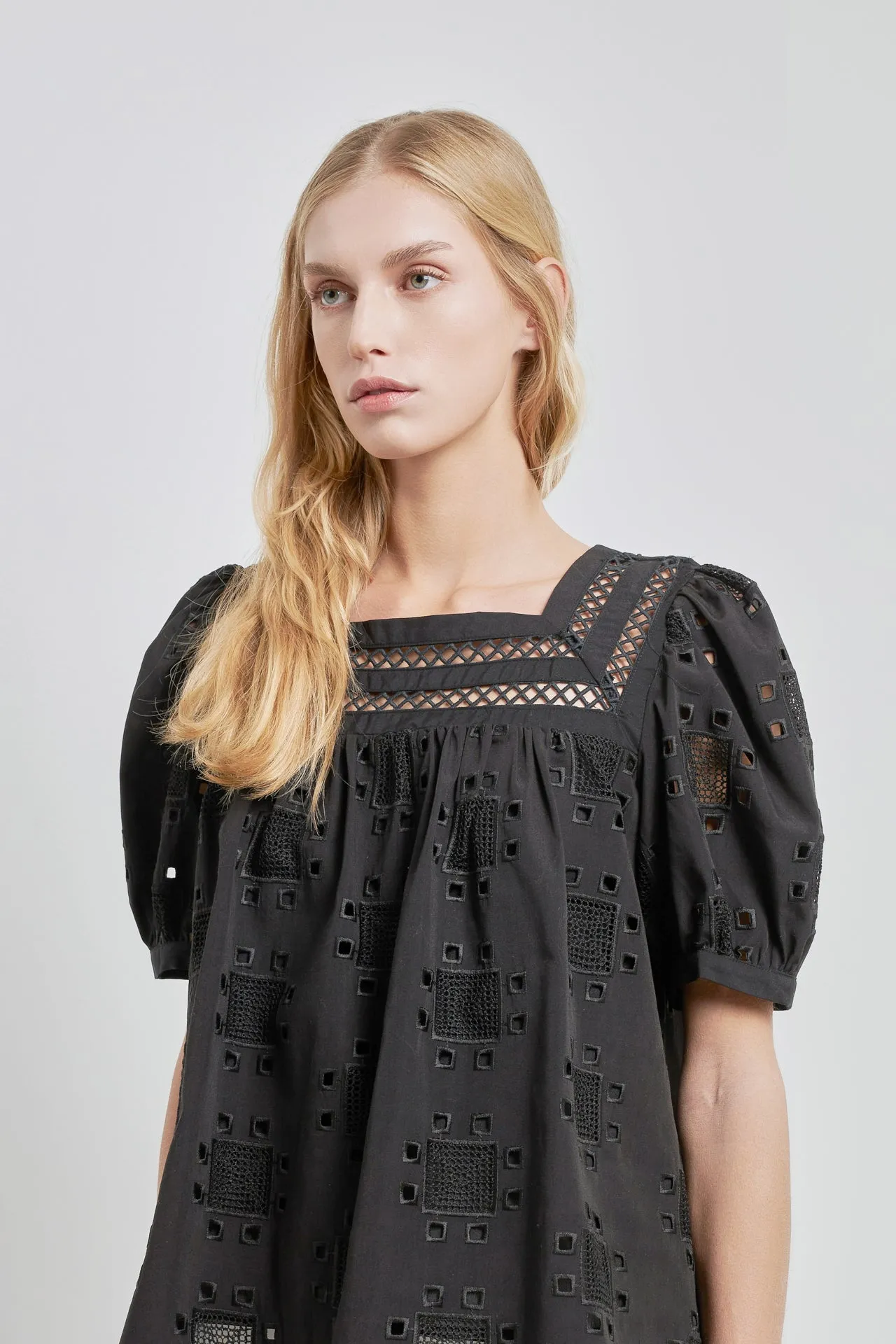 Square Neck Embroidered Top