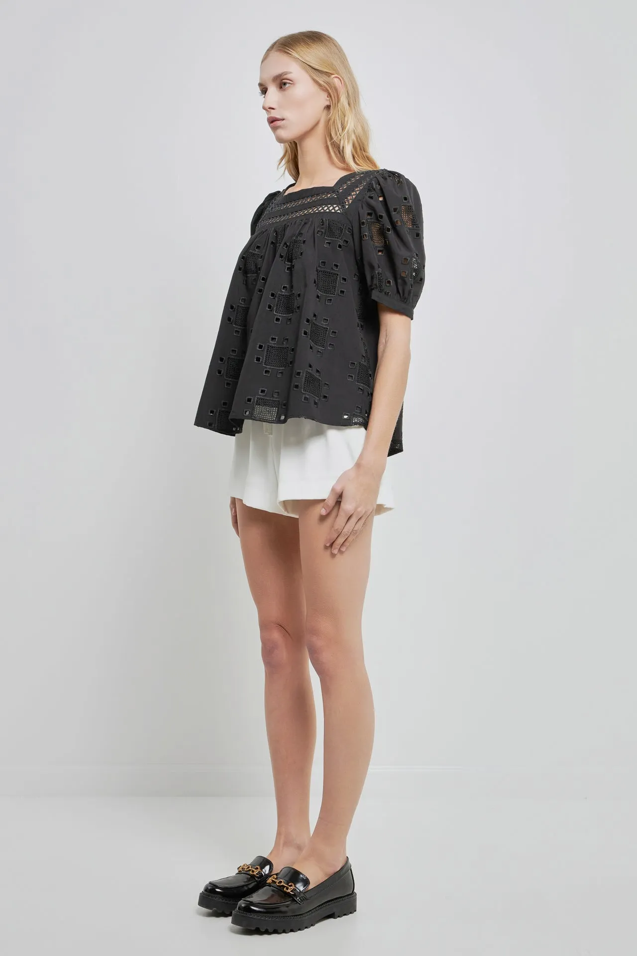 Square Neck Embroidered Top