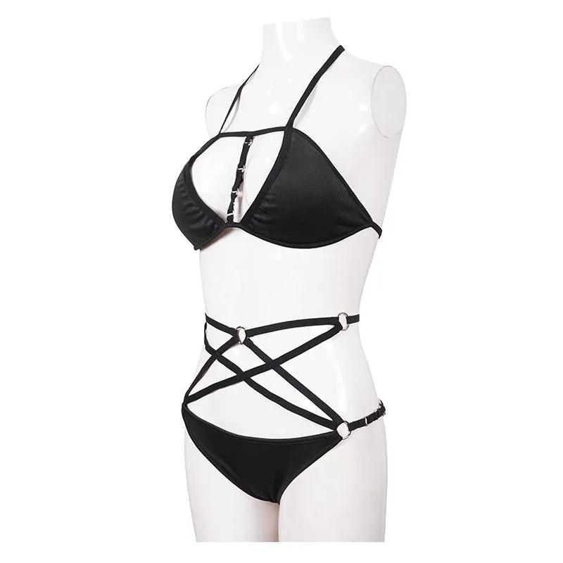 SST009 Punk 4 point star bikini swimsuit set