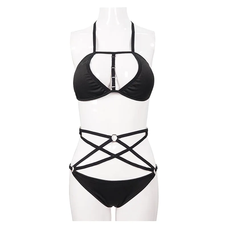 SST009 Punk 4 point star bikini swimsuit set