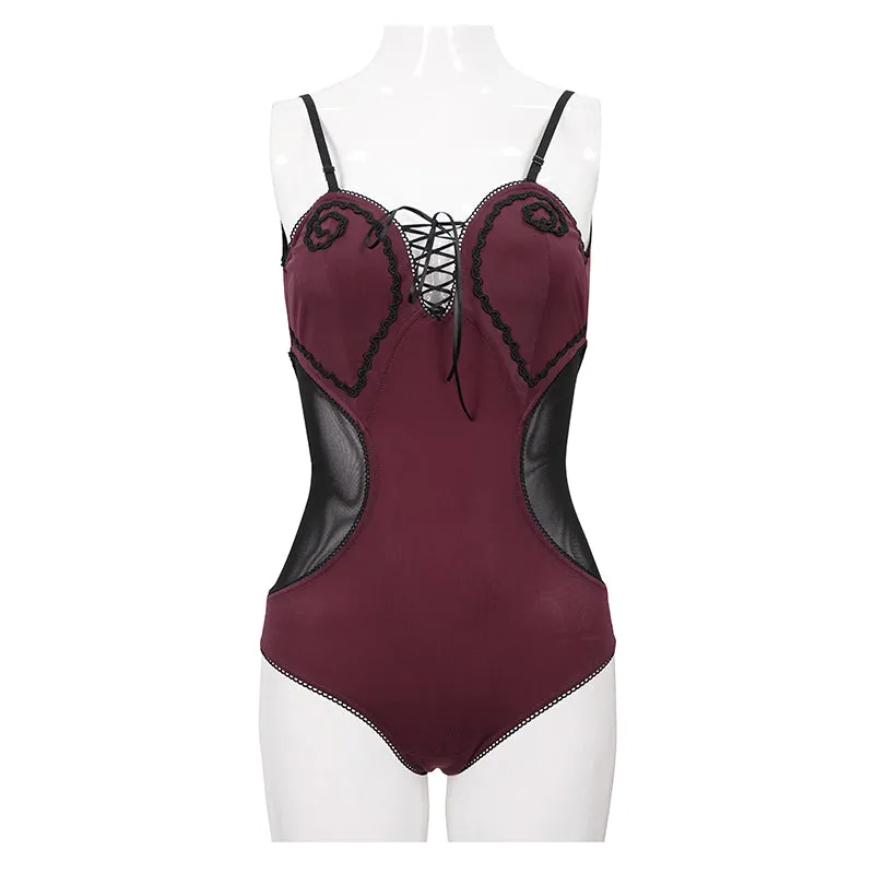 SST015 Chest hand-cranked gothic one-piece swimsuit