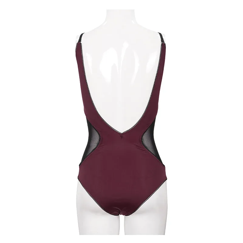 SST015 Chest hand-cranked gothic one-piece swimsuit