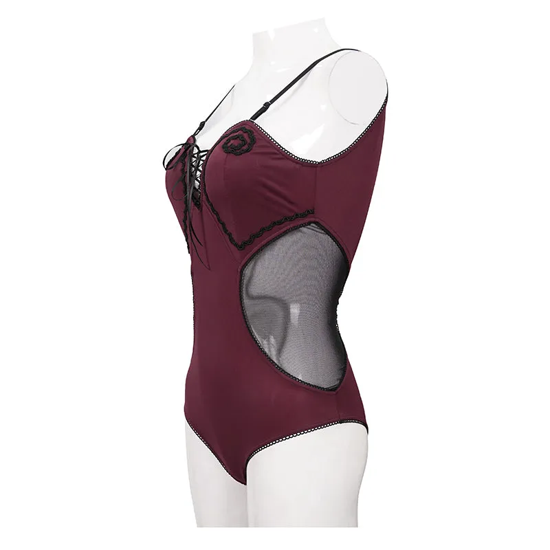 SST015 Chest hand-cranked gothic one-piece swimsuit