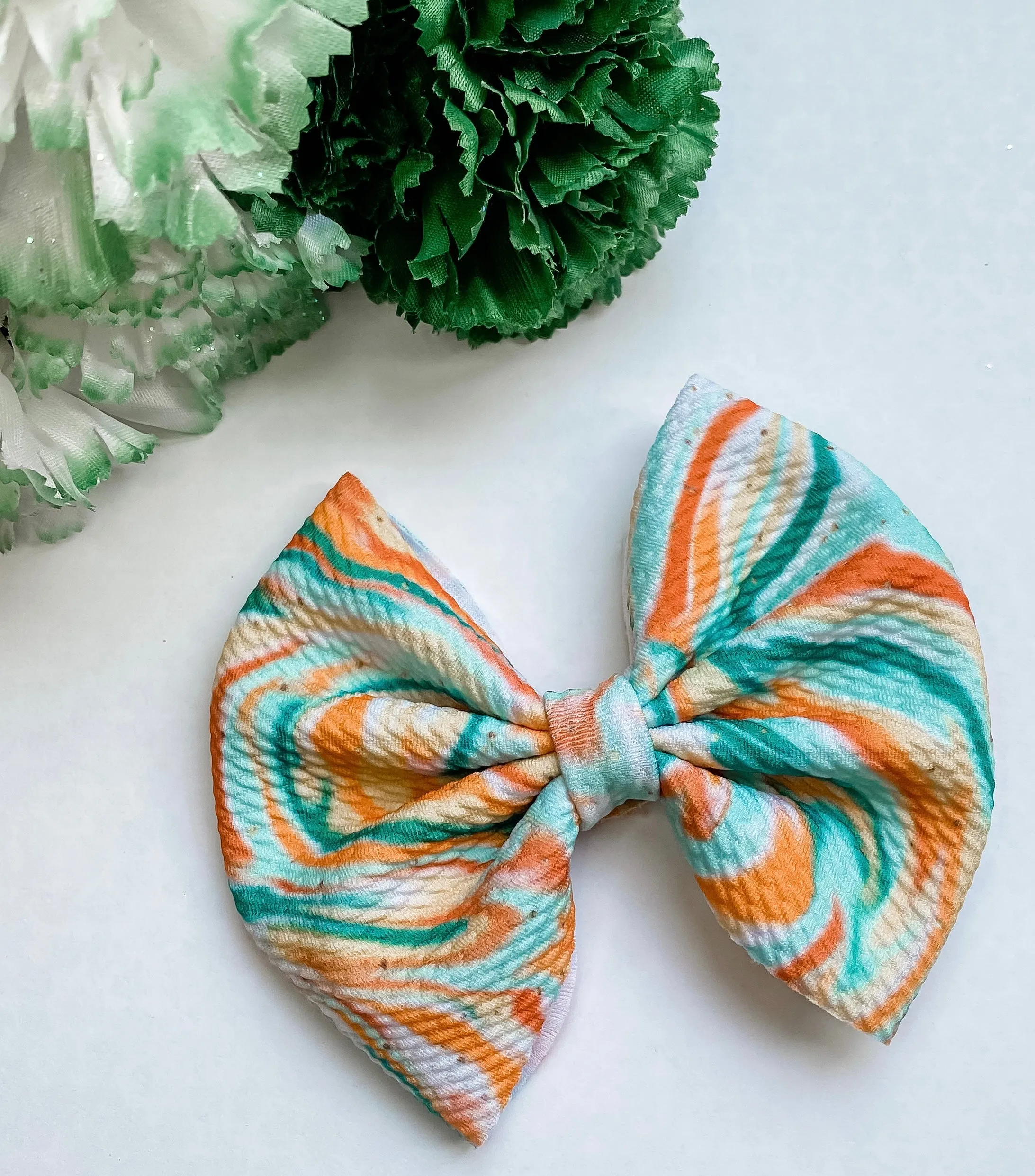 St. Patrick’s Day Emerald Gold Swirl Liverpool Fabric Bow Headband | Hair Clip