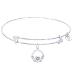 Sterling Silver Sweet Bangle Bracelet With Claddagh Charm