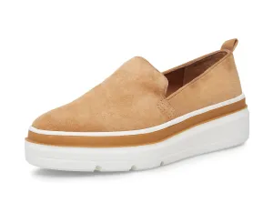 Steve Madden Ayden Camel Suede Platform Slip On Wedge Heeled Low Top Sneakers