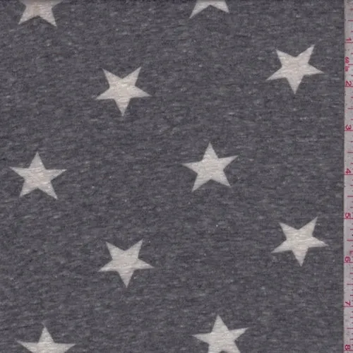 Stone Black Star Slub Jersey Knit Fabric