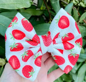Strawberry Liverpool Fabric Bow Headband | Hair Clip