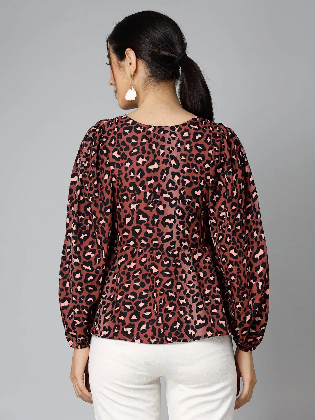 Style Quotients Women Animal Printed Polyester Casual Top