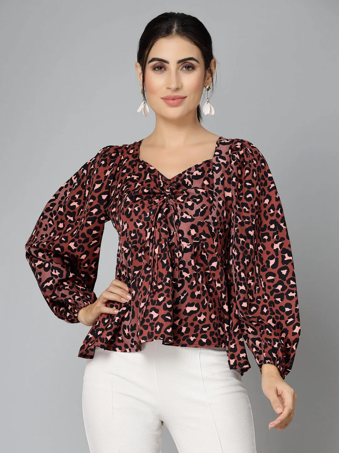Style Quotients Women Animal Printed Polyester Casual Top