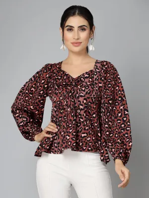 Style Quotients Women Animal Printed Polyester Casual Top