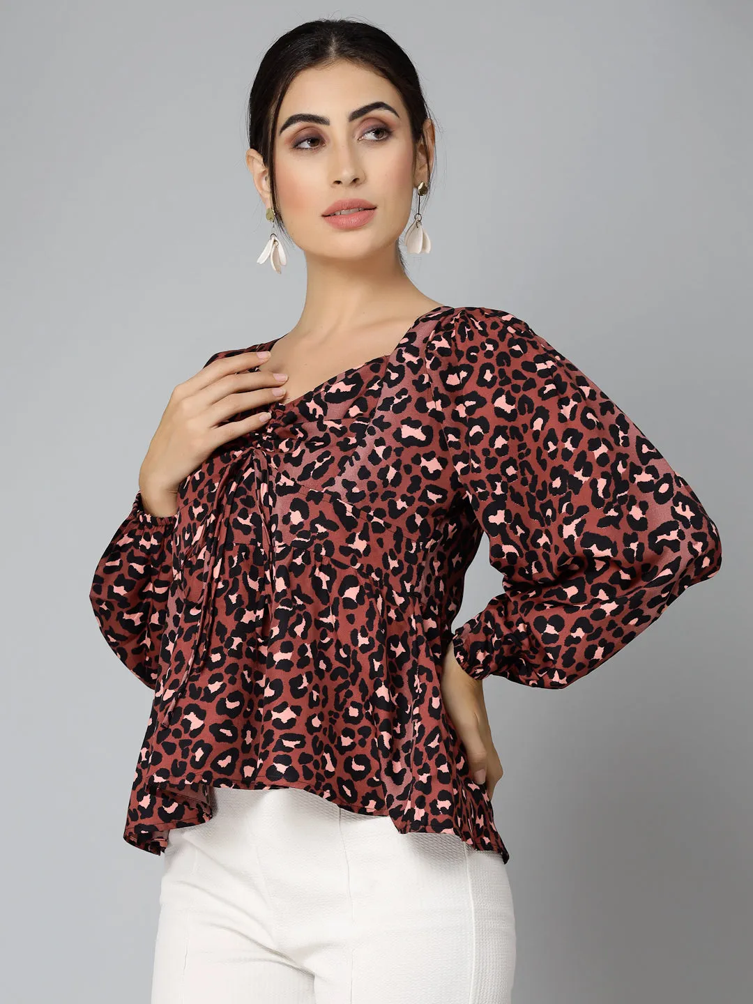 Style Quotients Women Animal Printed Polyester Casual Top