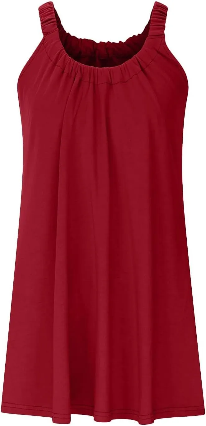 Summer Casual Dresses for Women 2025 Beach Vacation Trendy Sleeveless Mini Dress Solid Color Tank Dress