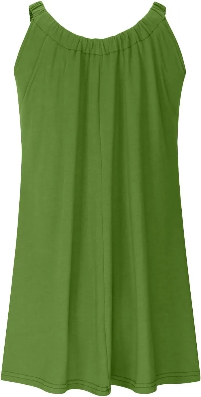 Summer Casual Dresses for Women 2025 Beach Vacation Trendy Sleeveless Mini Dress Solid Color Tank Dress