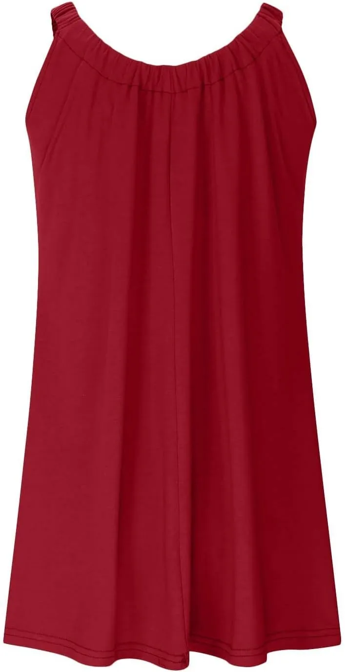 Summer Casual Dresses for Women 2025 Beach Vacation Trendy Sleeveless Mini Dress Solid Color Tank Dress
