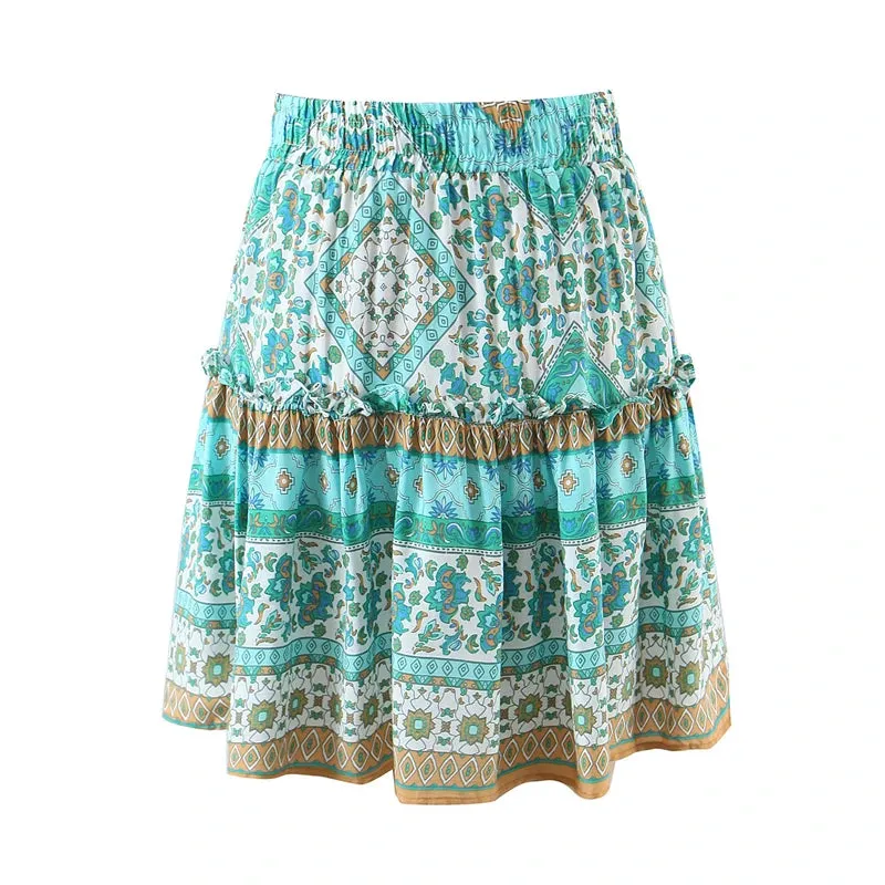 Summer Days Bohemian Two-Piece Mini Skirt & Tank Top Set