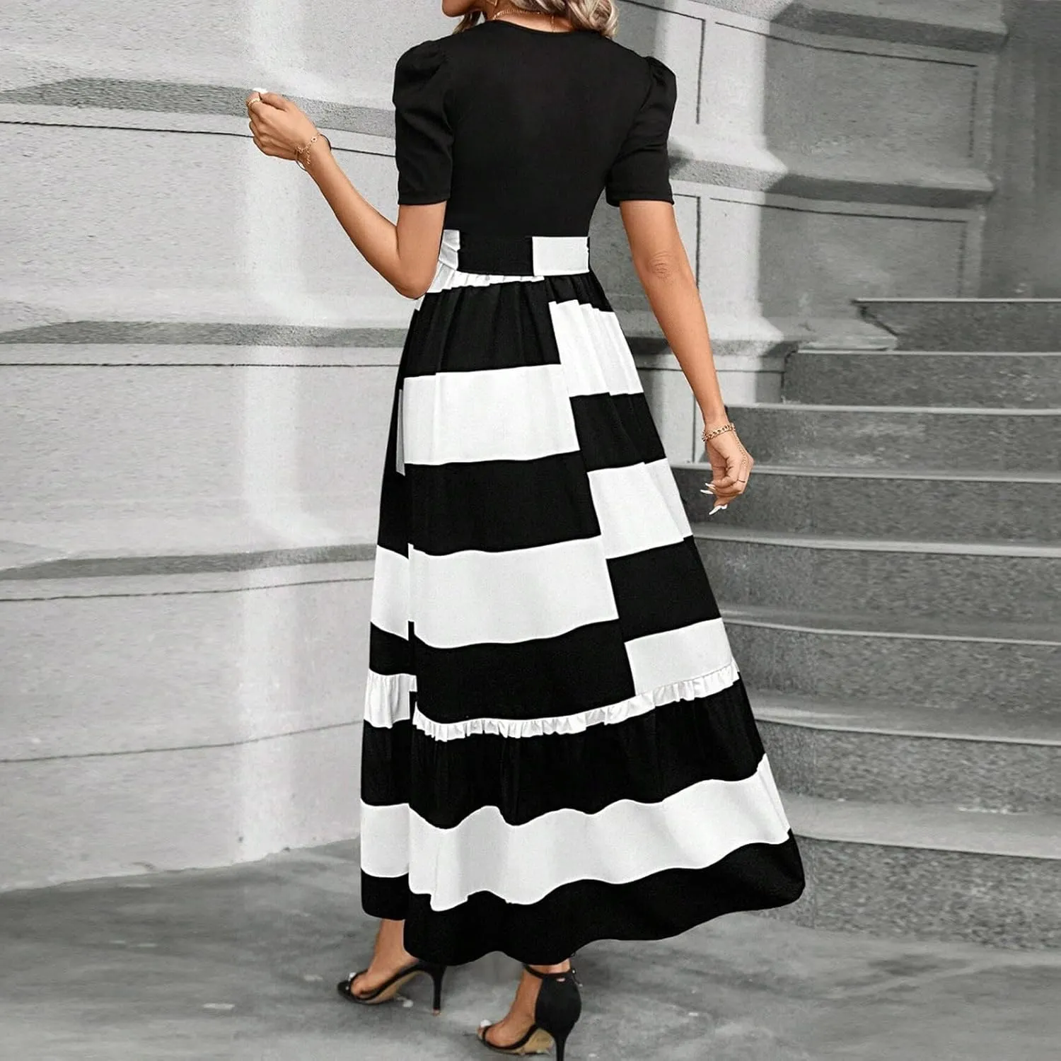Summer Dresses for Women 2025 Business Casual Flowy Maxi Sun Dress Elegant Loose A Line Sundress