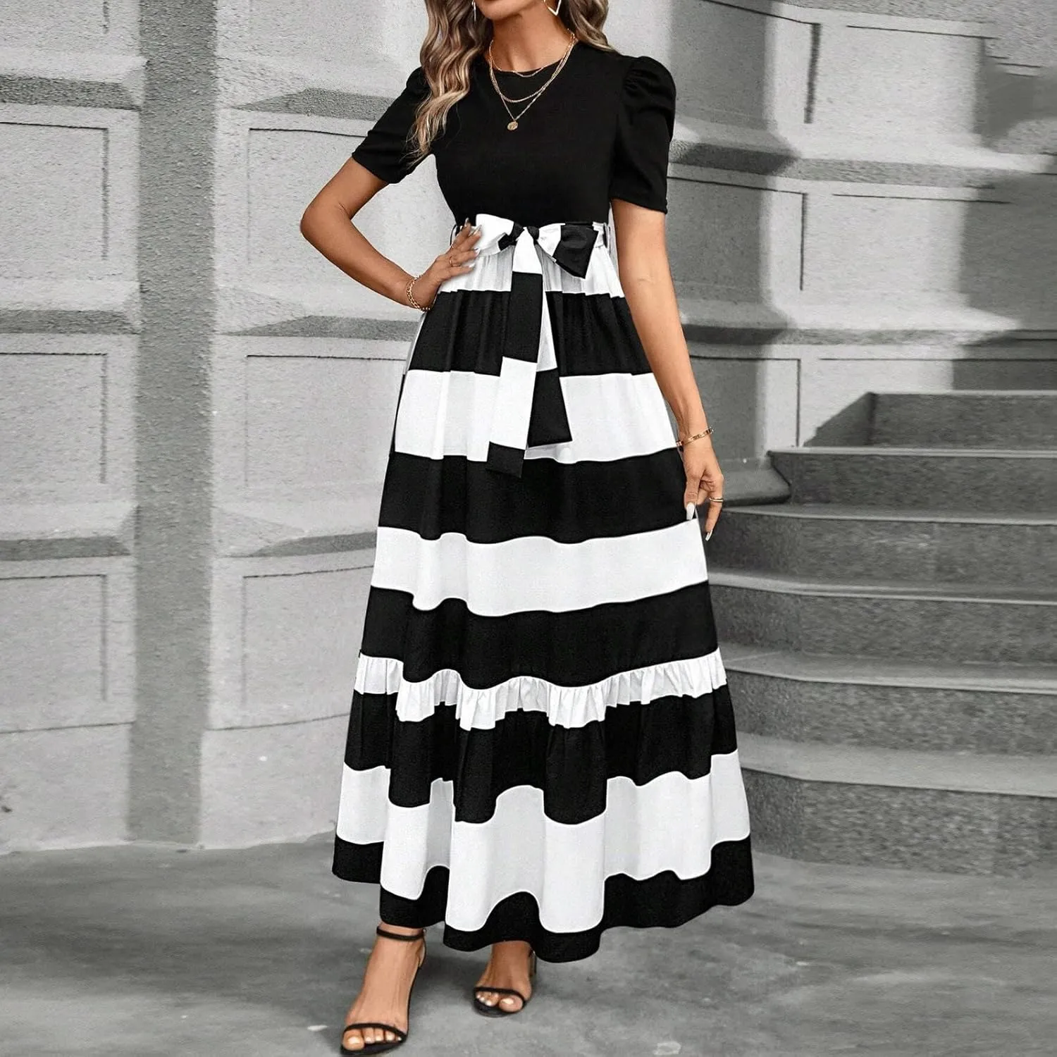 Summer Dresses for Women 2025 Business Casual Flowy Maxi Sun Dress Elegant Loose A Line Sundress