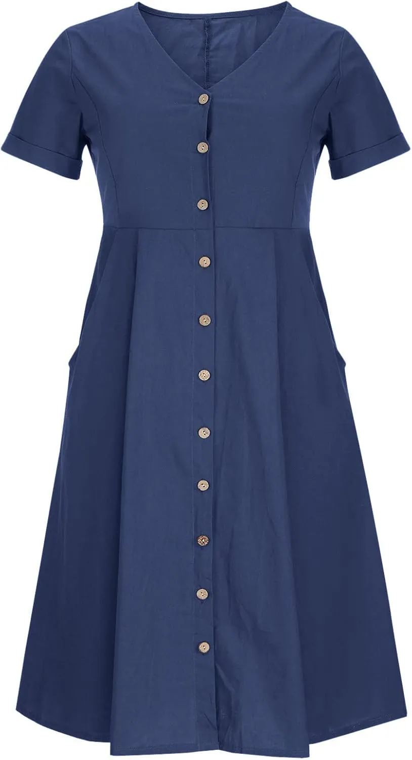 Summer Dresses for Women 2025 Casual Plus Size Short Sleeve V Neck Midi Dresses Spring Beach Vacation Outfits