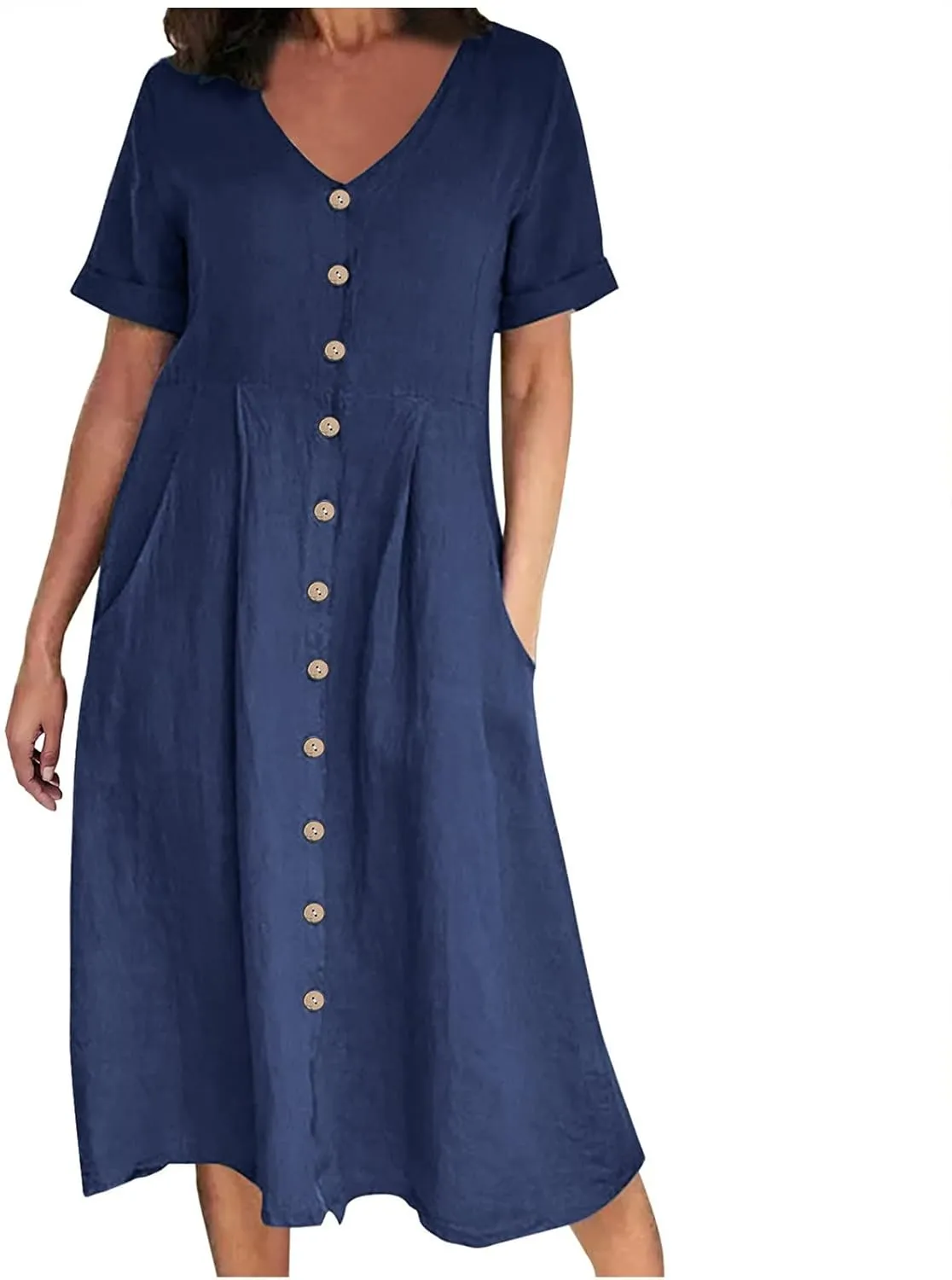 Summer Dresses for Women 2025 Casual Plus Size Short Sleeve V Neck Midi Dresses Spring Beach Vacation Outfits