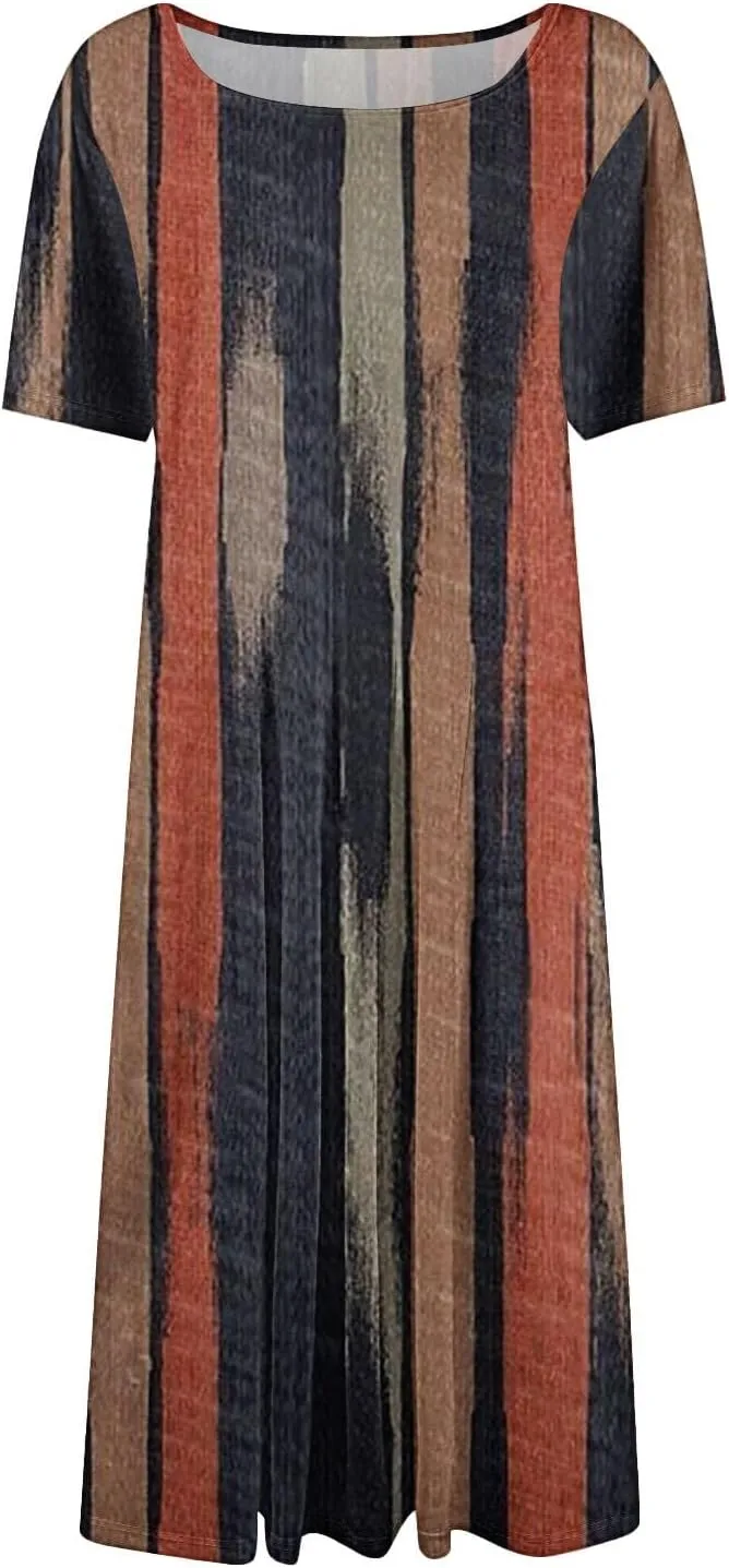 Summer Dresses for Women 2025 Trendy Casual Loose Summer Short Sleeve Beach Dress with Pockets Floral Short Sleeve