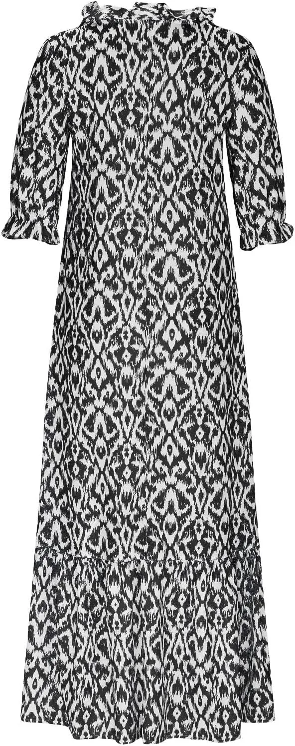 Summer Dresses for Women 2025 V Neck Bohemian Maxi Dress Short Sleeve Boho Dresses Casual Flowy Beach Dress
