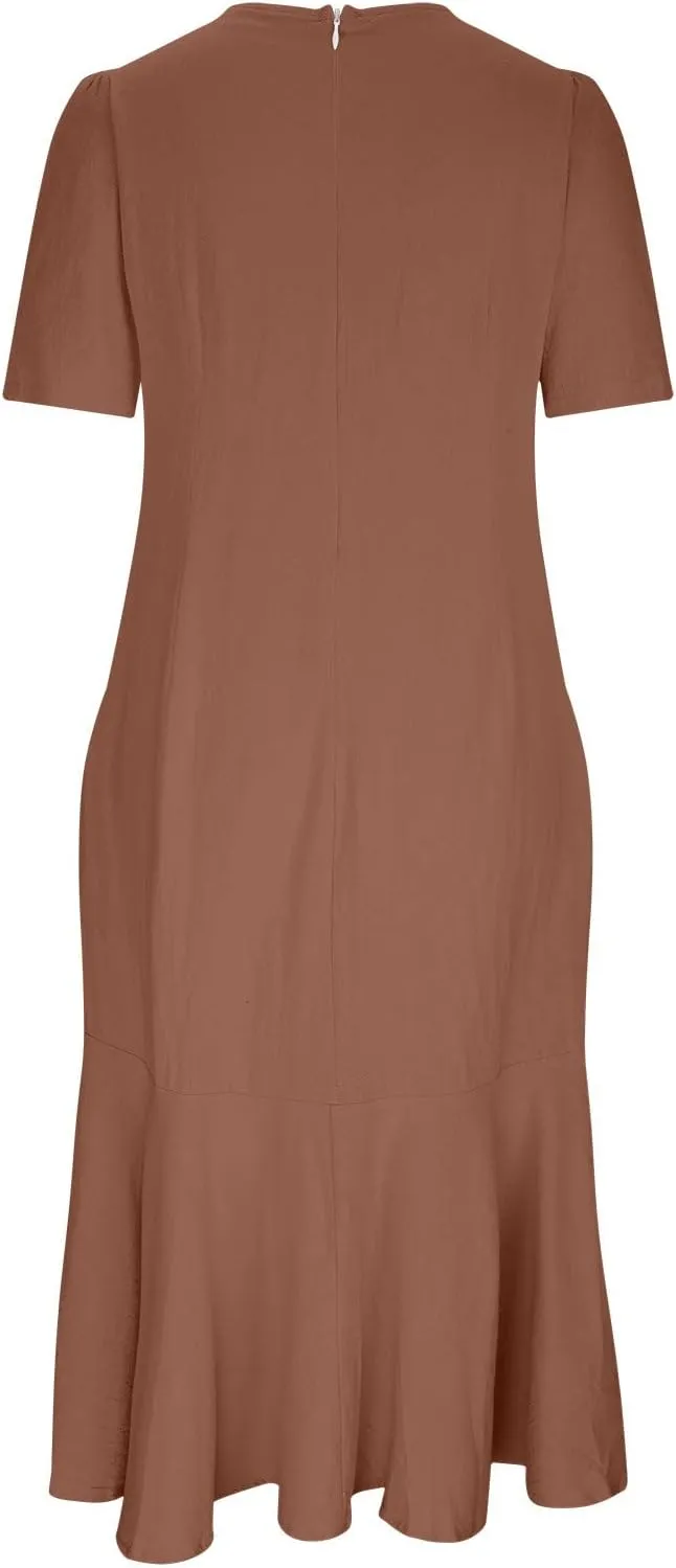 Summer Dresses for Women Cotton Linen Short Sleeve Midi Dresses Plus Size Spring Vacation Dress 2025