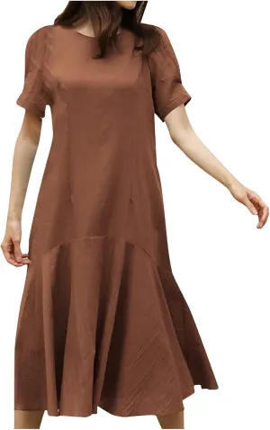 Summer Dresses for Women Cotton Linen Short Sleeve Midi Dresses Plus Size Spring Vacation Dress 2025